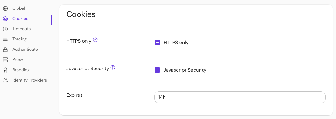 Configure Cookie Secure in the Console